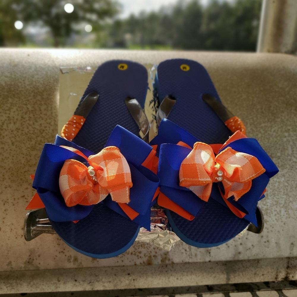 Custom designed flip flops.